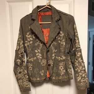 COPY - One of a Kind Beautiful Grey/Tan Patchy Blazer.